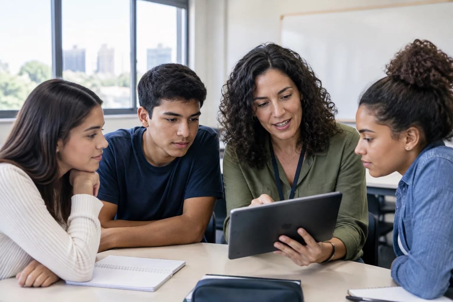 Professor comenta a apresentação com os alunos